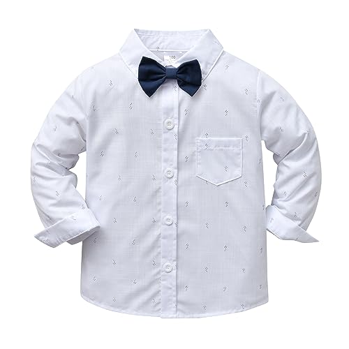 Image of Boarnseorl Baby Boys Pants Sets, Infant Long Sleeve Shirt + Pants + Bow Tie + Suspenders Outfits