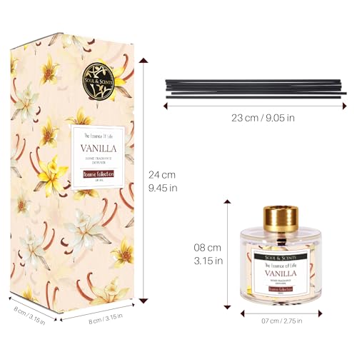 Image of Soul & Scents Vanilla Reed Diffuser Set - 120ml with Free 6 Fiber Reed Sticks Each | Toxin Free & Stress Relief | Long Lasting | Smoke Less Room Freshener for Home, Bedroom & Office | Pack of 2