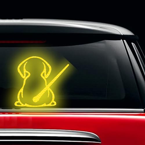 Image of Dog Decal Vinyl Sticker, Rear Wiper Decal Cute Dog Moving Tail Wiper Decals Reflective Stickers Windshield Wiper Stickers Window Wiper Decals Tags for Rear Vehicle Wipers (Yellow)