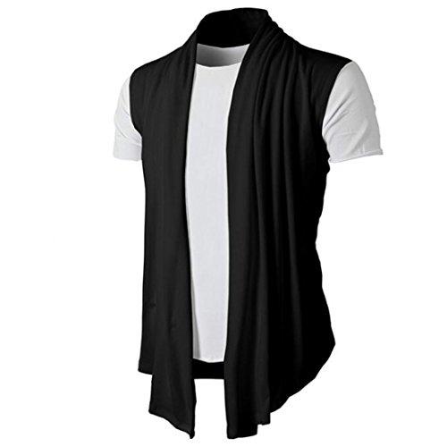 Colygamala Mens Cardigan Vest Sleeveless Casual Shawl Collar Open Front Long Waistcoat