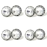 4 Pairs 20mm Round Shaped Acrylic Stone Post Earrings for Womens Wedding Dance Costume Casual Wear Stage Jewelry Mothers Day Gift Clear