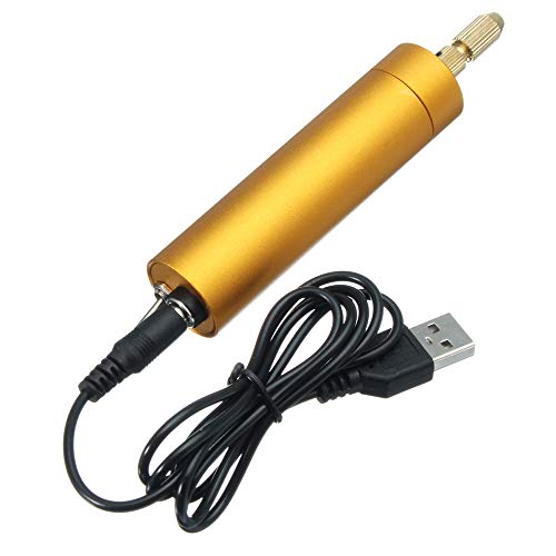 Gecheer 5 V DC Mini Alumínio Motor De Mão Elétrica Broca + 10 Pcs Bits de Torção DIY para Madeira PC
