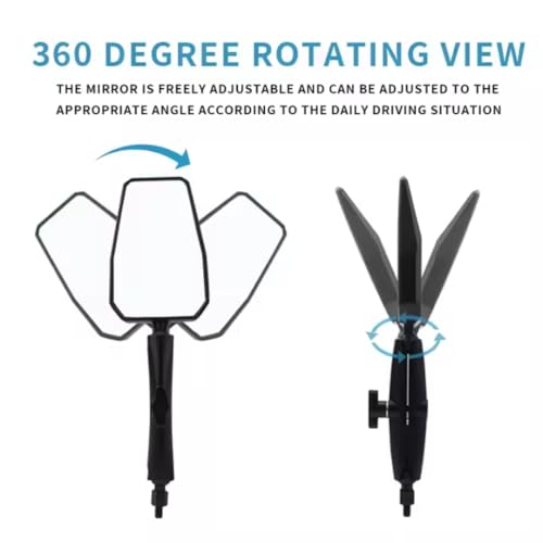 Image of AUOPOWERZ Black Double Take Motorcycle Mirror - Angle Adjustable with Mount & Screws, Fits Street Bike, Dirt Bike, Scooter, Moped, Cruiser, ATV (1 Set)