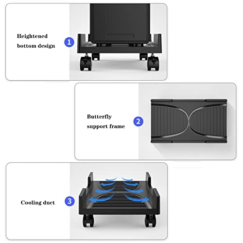 Soporte para CPU Heavy-Duty de Plástico Removible para Torre, Bastidor para Chasis de PC con Ruedas miniatura 3