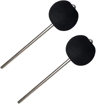 Jiayouy 2Pcs Bass Drum Beater Kick Drum Pedal Beater Compatible with Cajon Pedal Beater, Rubber Head Bass Drum Pedal Hammer Percussion Mallets Instrument Accessories