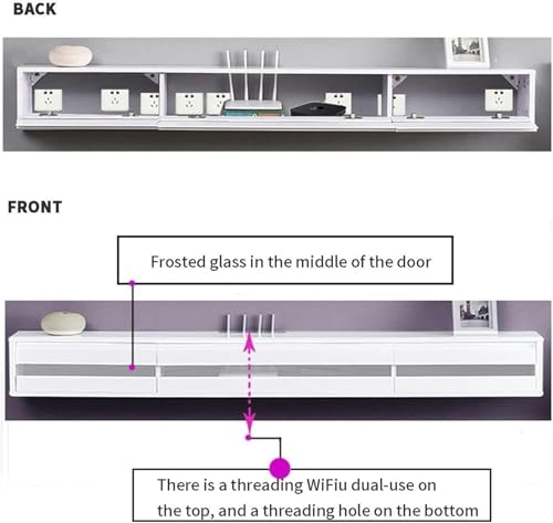 Étagère TV flottante pour console multimédia et gestion de câbles - 5