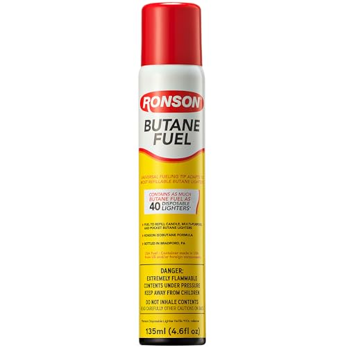Ronson Butane Fuel Refill 135ml Pack of 1 Universal Lighter Fluid Refill for Torch Kitchen and Utility Lighters Clean Burning Butane Gas for Refillable Lighters