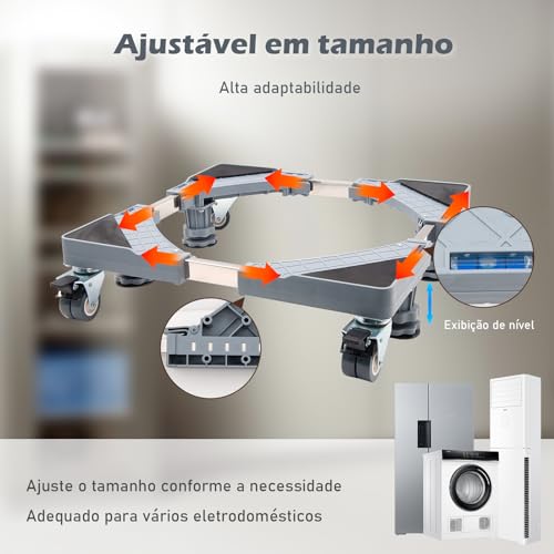 Suporte Móvel, Base Móvel com Roda Universal, Ajuste de Tamanho Livre, Adequado para Geladeira, Máqu