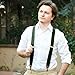 PAPA LEGGENDA Adjustable Elastic Suspenders for Men Olive Green Elegant Shoulder Straps with 4 Strong Metal Clips Comfortable and Durable Fashion Accessory
