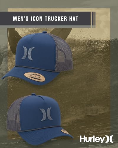 Image of Hurley Men's Trucker Hat - High Icon Snap Back Comfortable Curved Bill with Adjustable Snap Closure - Trucker Hats for Men