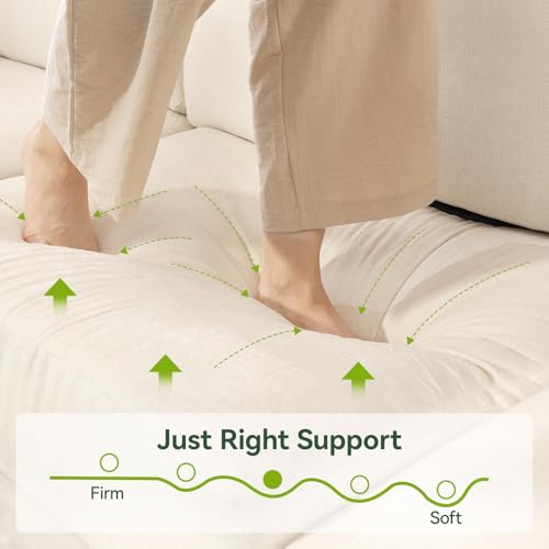 109'' Modular Sectional Sofa, L Shaped Couch with Storage Ottoman, Comfy Cloud Sofa with Deep Seat, 4 Seat Convertible Sectional Couches for Living Room (Beige, Low Legs 1.97") - Image 4