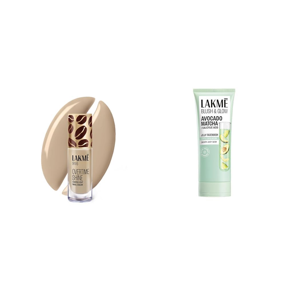Lakme 9 to 5 Overtime Shine Nail Polish - Coffee Edit - 02 -Flat White Fantasy 6ml LAKME Blush Glow, Gentle Jelly Face Wash 100 g, for Fresh Visible Glow, with Avocado Matcha Salicylic Acid-image-24