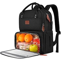 Almacenes De Ropa De Trabajo MATEIN Mochila Portatil Almuerzo, para Mujer Hombre 15,6 Pulgadas, de Refrigeración con Puerto USB Impermeable Bolsas Térmicas del Negocio Trabajo Viaje Escolares, Negro