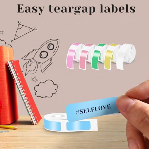 Bmliingchau 6 Rolls Etikettenband-Ersatz, Thermal Label Tape für Phomemo D30/D32/D35/Q30/Q30/Q31,für MARKLIFE P11/P12/P15,für iEager L11/L12,für VRETTI HP3/HP4, 12 x 40 mm Self-Adhesive 160 pcs/Roll