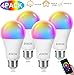 Produktbild Smart WLAN Lampe,AWOW 9W LED WiFi Glühbirnen E27 RGBW 800LM,Mehrfarbige dimmbar, bis zu 16 Millionen Farben,Kompatibel mit Alexa und Google Assistant 4er Pack [Energieklasse A+]