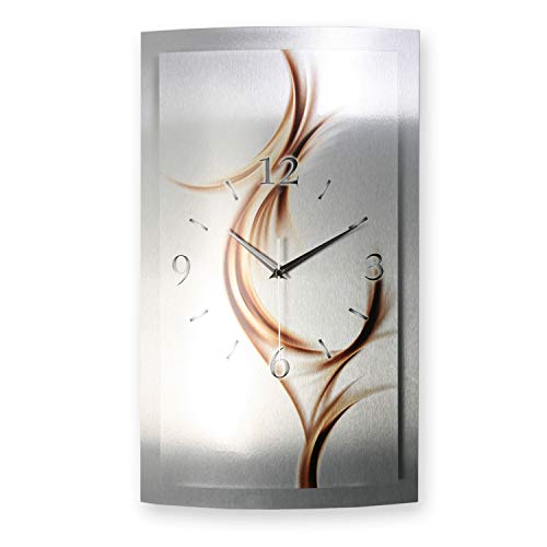 Kreative Feder 3D Designer-Wanduhr Abstrakte Linien in modernem Metallic-Design; leise Funkuhr mit glänzendem Motiv wahlweise in Zwei Größen (Abstrakte Linien, 80x40cm; leises Funkuhrwerk)