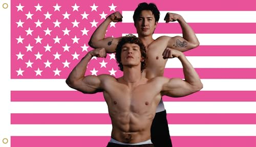 MAGJIUKE Heated Rivalry American Flag Tapestry Pink USA Design 3x5 Feet Polyester with Brass Grommets Wall Decor for Bedroom