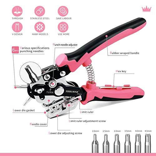 Leather Hole Punch Lady Tools Multifunction Hole Puncher, Very Effortless Get Perfect Holes for Leather and Belt, Perfect for Mom, Daughter, Sister, Wife or for Any Special Lady