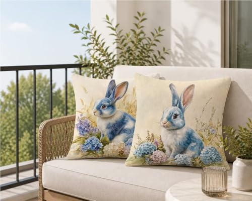 Housse de coussin en lin extérieur imperméable 50x50cm beige - 6
