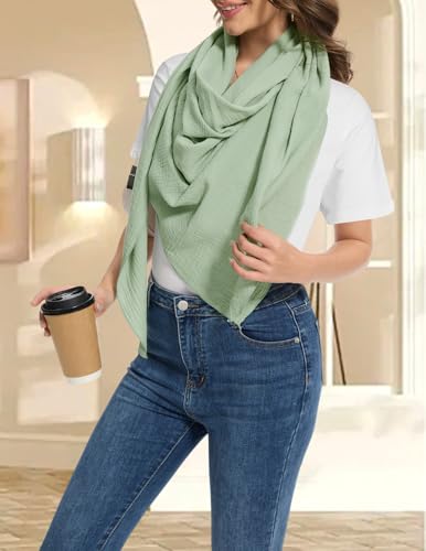 Bbonlinedress Schal Damen Baumwolltuch Halstuch elegant Dreieckstuch Multifunktionstuch Shawl Musselintuch 200 * 140 * 140cm Light Green
