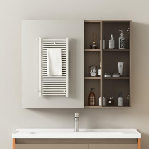 Dalred Armario con espejo para baño (80 cm de ancho, con estantes)