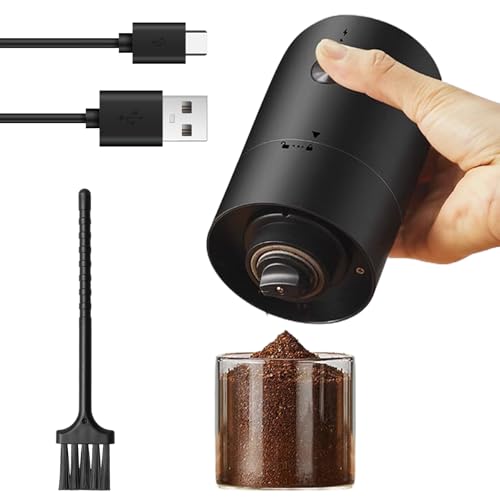 Moulin à café électrique - Moulin à café électrique rechargeable avec 5 niveaux de mouture réglables - Moulin à épices pour lame en acier inoxydable et gobelet amovible pour grains de café, épices