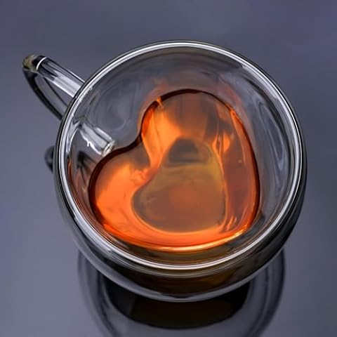EASICOZI Heart Shaped Insulated Glass Coffee Mug Cover