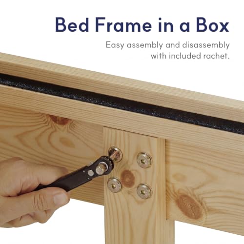 Image of LIFEMENT King Bed Frame Classic Wood Platform, Noise Free, Under Bed Storage, No Box Spring Needed, Easy Assembly, New Natural