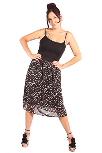 SugarShock Damen Punkte Blumen Chiffon Plisseerock 165303373 Schwarz S Cover