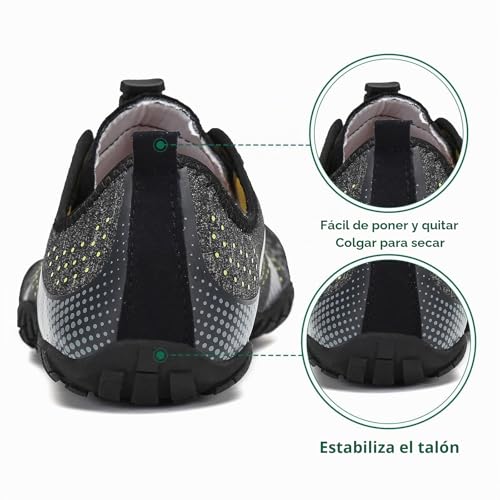 Miniatura 6 de Saguaro Hombre Barefoot Zapatillas Minimalistas Mujer Antideslizante Zapatos Barefoot Para Zero Drop Soles Negro Ahumado,Gr.39