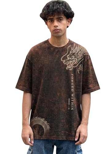 Image of boffi ... 100% Cotton Oversized T-Shirt Unisex Drop Shoulder Dye Washed Street Look Black Pack of 1