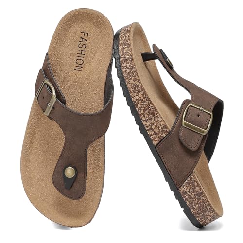 zaxunai Chanclas Mujer Hombre Sandalias con Plantilla de Corcho Flip Flops Verano - Sandalias Ajustables Antideslizantes Playa Piscina Cómodas