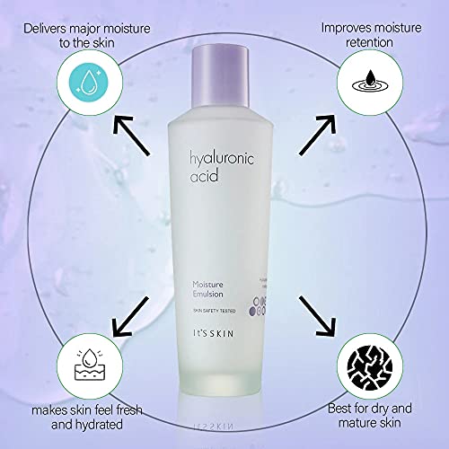It's Skin Hyaluronic Acid Moisture Emulsion, Face Emulsion Moisturizer For Healthy Skin, Nourishing &Hydrating, Dewy Glow Anti-Aging Lotion, 5.07 Fl.oz. #TOP4