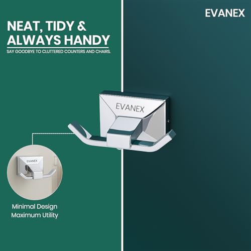 Image of EVANEX Rob Hook, 304 Grade Stainless Steel, Wall Towel Hooks Coat Hook, Chrome Robe Hook, Door Hanger Towel Robe, Clothes Cabinet Closet Sponges Hook for Bathroom & Kitchen (Vento)