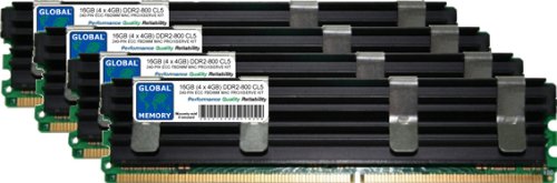 Kit di Memoria RAM DDR2 800 MHz PC2-6400 240-pin ECC Completamente Buffed (FBDIMM) da 16 GB (4 x 4 GB), Compatibile con Mac PRO (Inizio 2008)