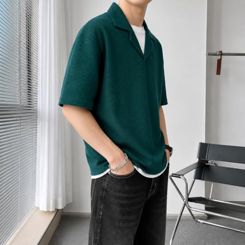 Image of Waffle (Cotton) Men t-Shirts Classic Short Sleeve Lightweight Summer Wear Casual Oversized t Shirt for Men