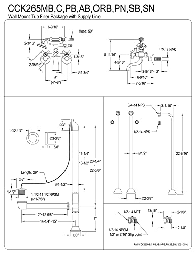 Kingston Brass Cck265Ab Vintage Clawfoot Tub Faucet Package, Antique Brass #TOP1