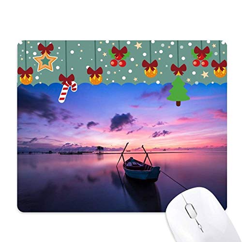 Tapis de souris Noël océan antidérapant avec motif de bateau en science de la nature