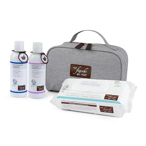 Fiocchi di Riso - BEAUTY BAGNETTO DELICATO - Kit neonato specifico per la detersione delicata fin dalla nascita: Detergente Corpo, Detergente Capelli e salviette Acqua NON Acqua. Nuovo beauty