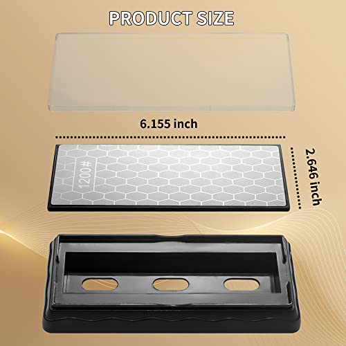 CWOVRS Diamond Knife Sharpening Stone Double-Sided, Diamond Sharpening Plate Honeycomb Surface Plate with Non-Slip Base for Scissors Knives Outdoor Kitchen Sharpen Tools Coarse 600# / Extra Fine 1200#