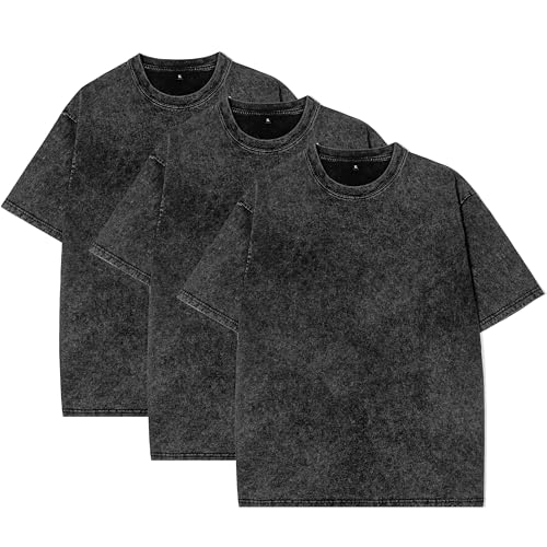 Eadali Men’s Oversized T-Shirts – Washed Cotton Loose Fit Tees, Drop Shoulder Crew Neck, Vintage Baggy Style Streetwear Tops