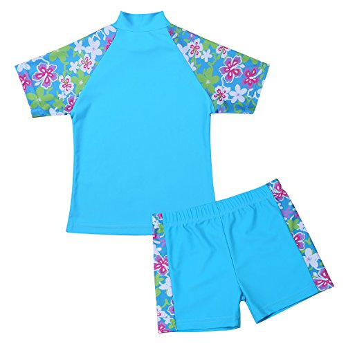 Image of ranrann Girls 2PCS Tankini Floral Printed Tops with Bottoms Set UPF 50+ Swimwear Bathing Suit