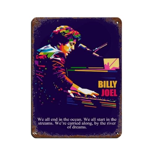 Pianist Billy Joel Poster (4) Retro Poster Metal Tin Sign Chic Art Retro Iron Painting Bar People Cave Cafe Family Garage Poster Wall Decoration 12x16inch(30x40cm)