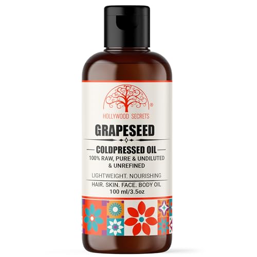 Image of Organic Pure Cold Pressed Grapeseed Oil Hair Growth Lips Face Skin Massage 100 ml