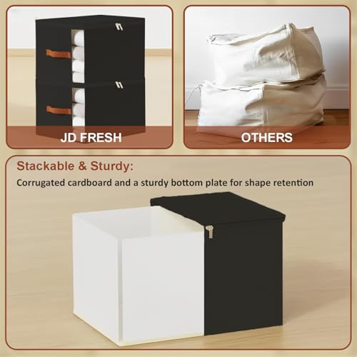 Image of JD FRESH Fabric 2 Pcs 30 Liters Cloth Organizer For Storage /Foldable Box With Handles /Almirah Organizer With Transparent Window /Wardrobe Organizers For Clothes /Sarees /Blankets /Bedsheets,Black