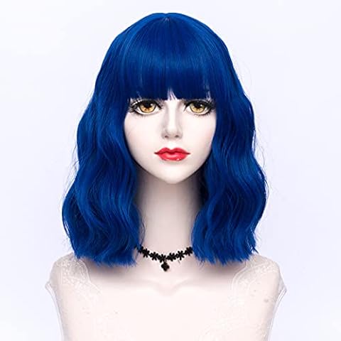 Mcoser Short Curly Wigs For Women Bob Wigs With Bangs Fringe Synthetic Wavy Wigs For Cosplay Party Daily Halloween Cover