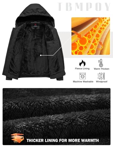 TBMPOY Men's Winter Jackets Hooded Work Cotton Fleece Lined Duck Coats Flannel Active Workwear Coat4