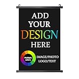 Custom Hanging Poster, Design Your Own Photo Logo Text, Personalized Hanging Scroll Painting Adjustable Durable Canvas Wall Art for Bedroom Living Room Office Decor, 24x36 Inches