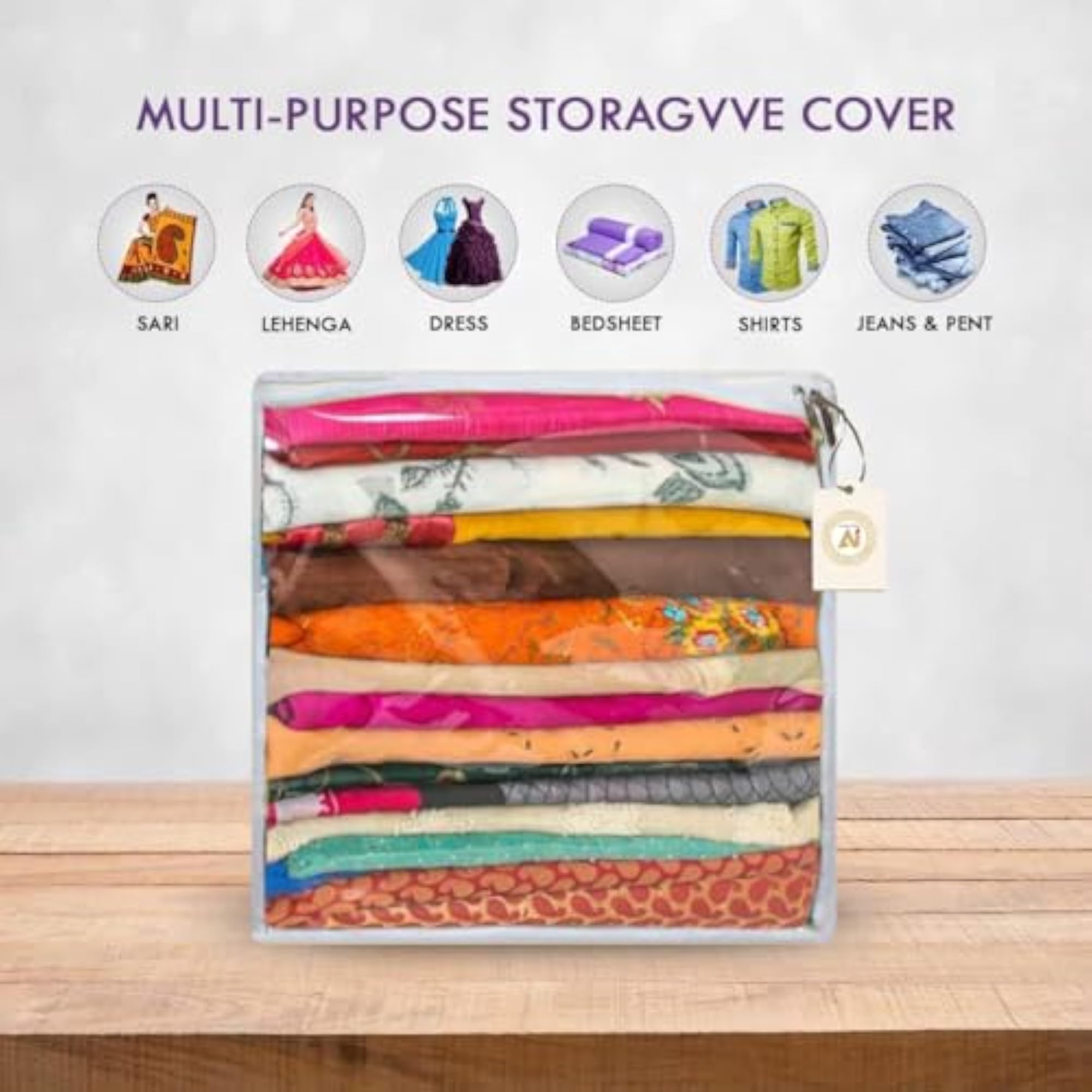 Saree Storage Bag Wardrobe Organizer Box, Pack of 5