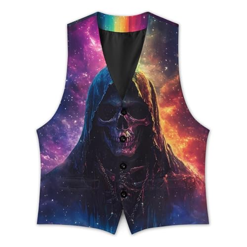 Grim Reaper Gothic Skeleton Mens Slim Fit Suit Vest Dress Waistcoat Casual Business Vest3